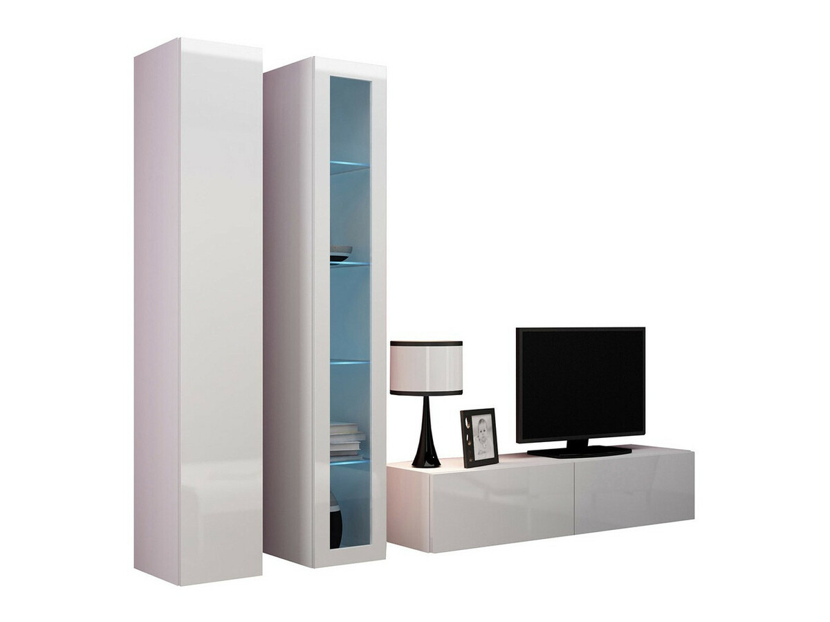 Set za dnevnu sobu Venenou 105 (Belo + Sjajno belo)