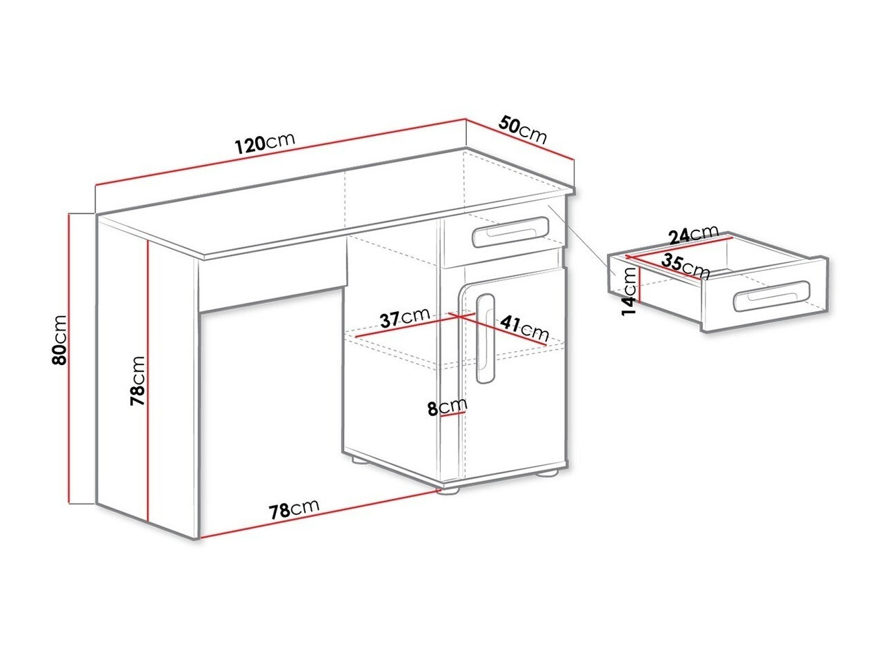 Kancelarijski sto Aviseve 100 (Antricit (ugalj) + Belo)