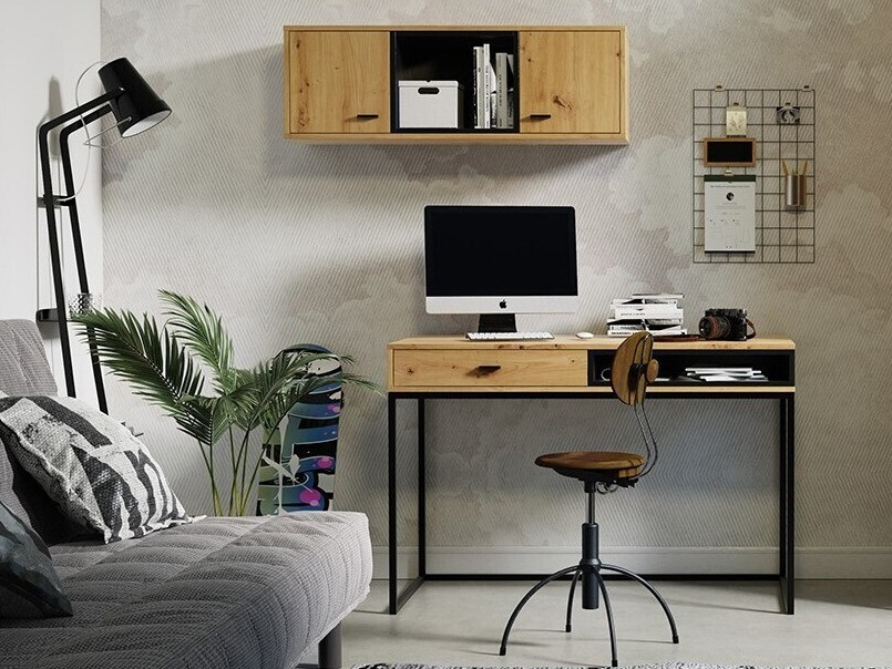 Kancelarijski sto Baltesi 110 (Zanatski hrast + Crno)