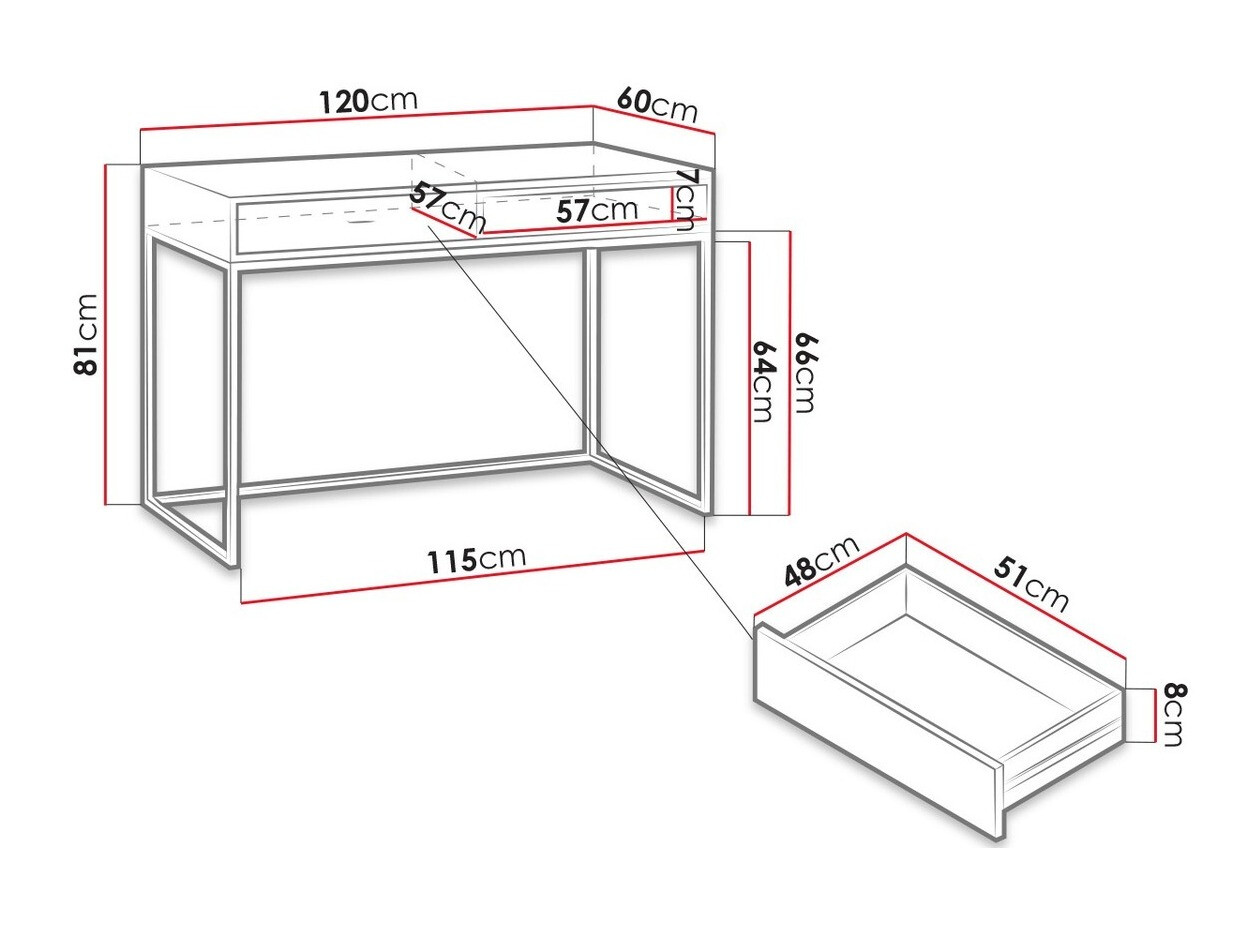 Kancelarijski sto Baltesi 110 (Zanatski hrast + Crno)