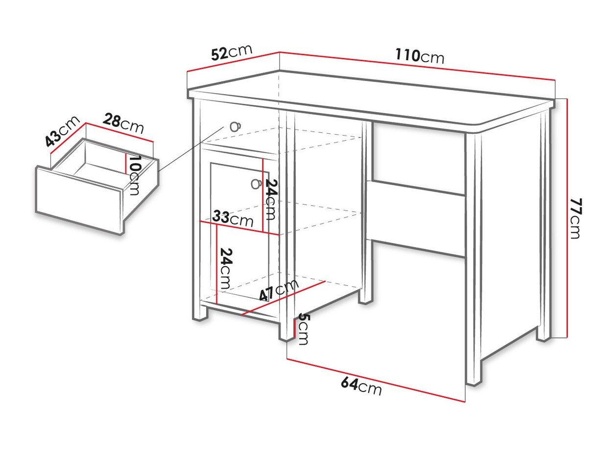 Kancelarijski sto Romelbo 139 (Belo + Hrast)