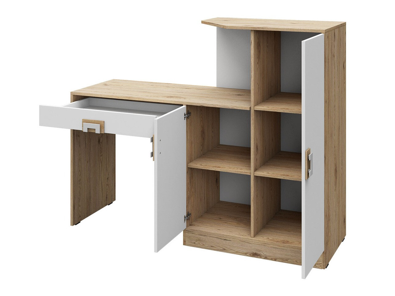 Kancelarijski sto Tolfere 105 (Svetli javor + Belo + Tirkizna)