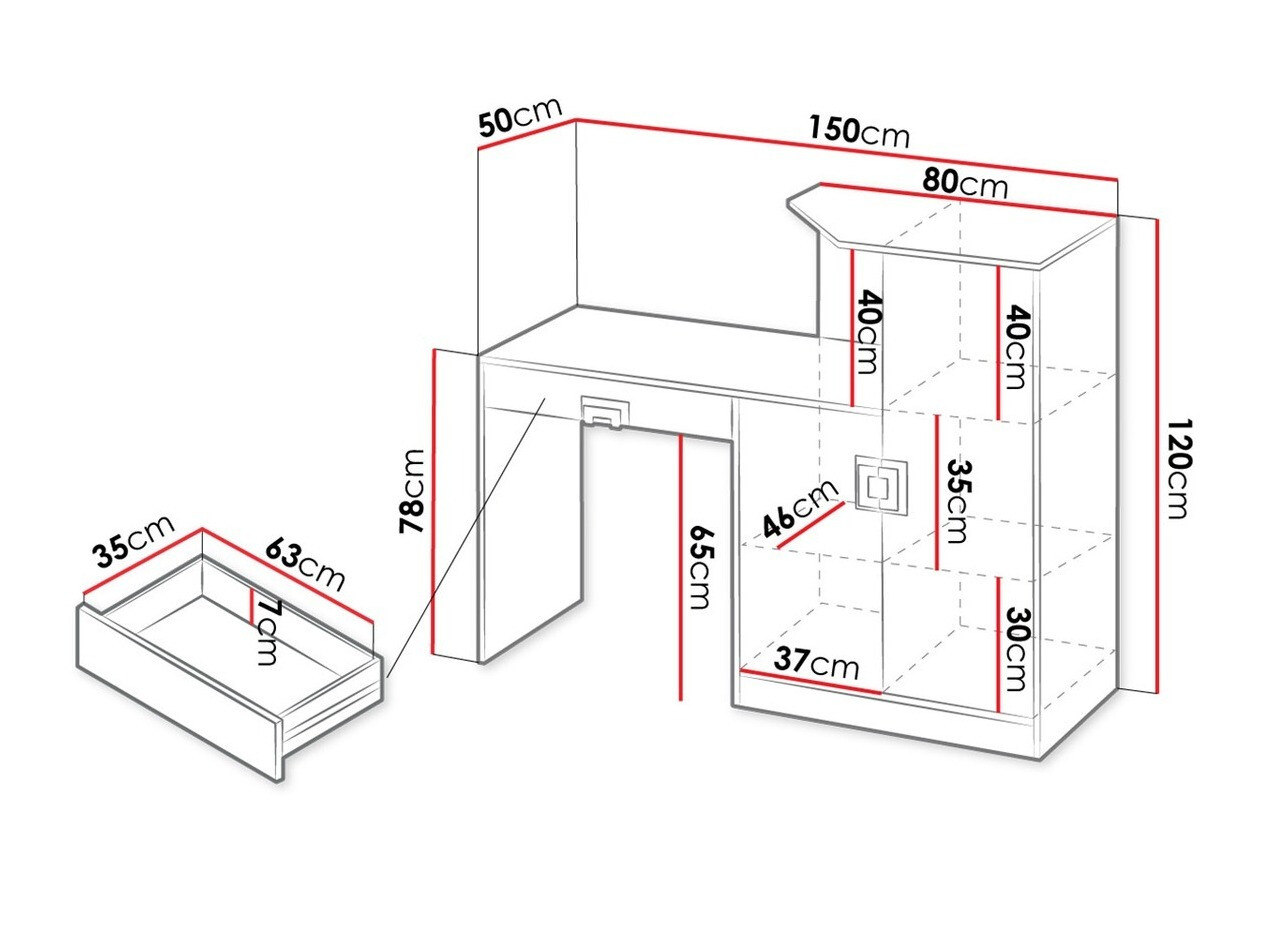 Kancelarijski sto Tolfere 105 (Svetli javor + Belo)