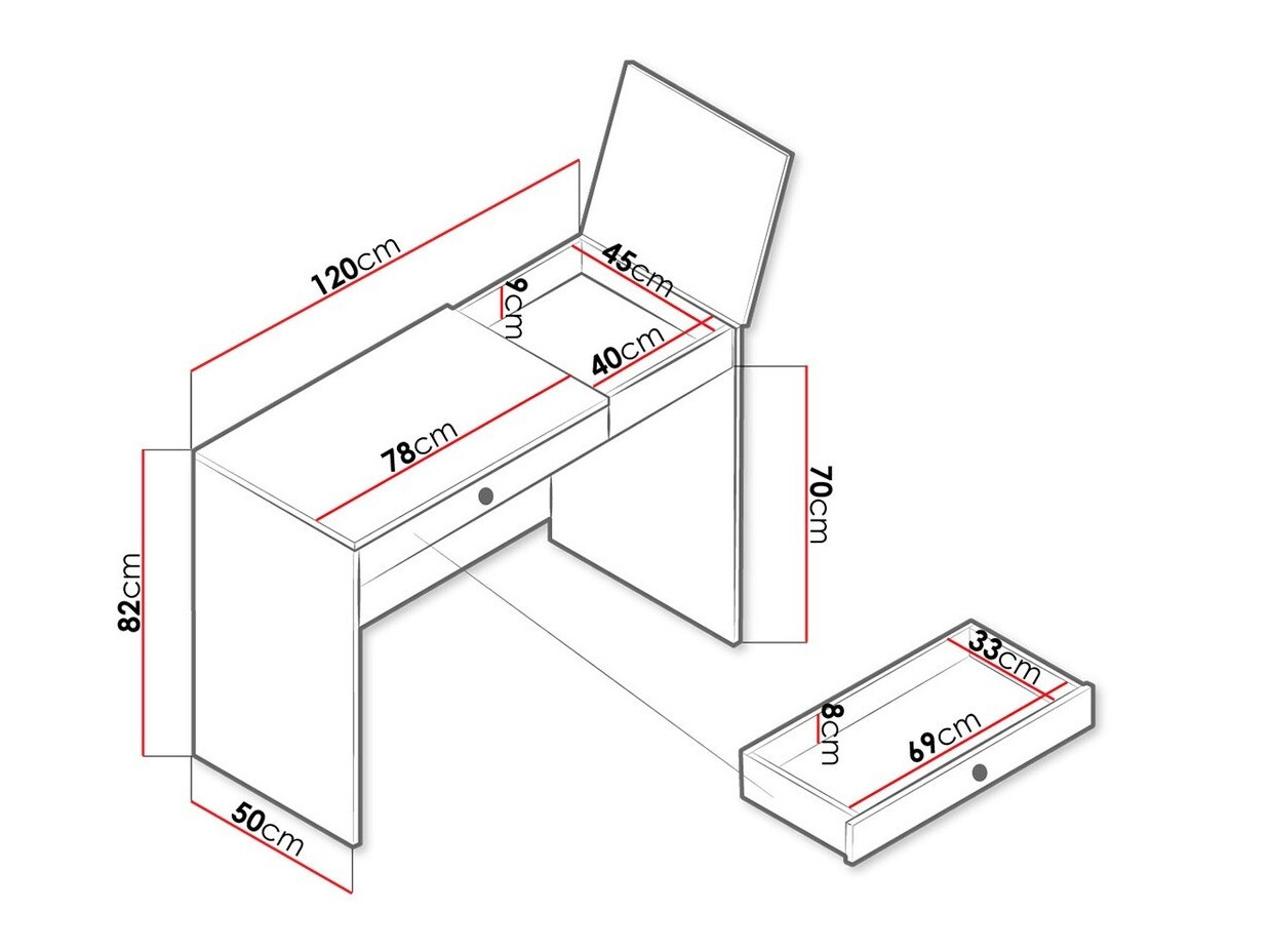 Kancelarijski sto Almira 109 (Zanatski hrast + Belo)