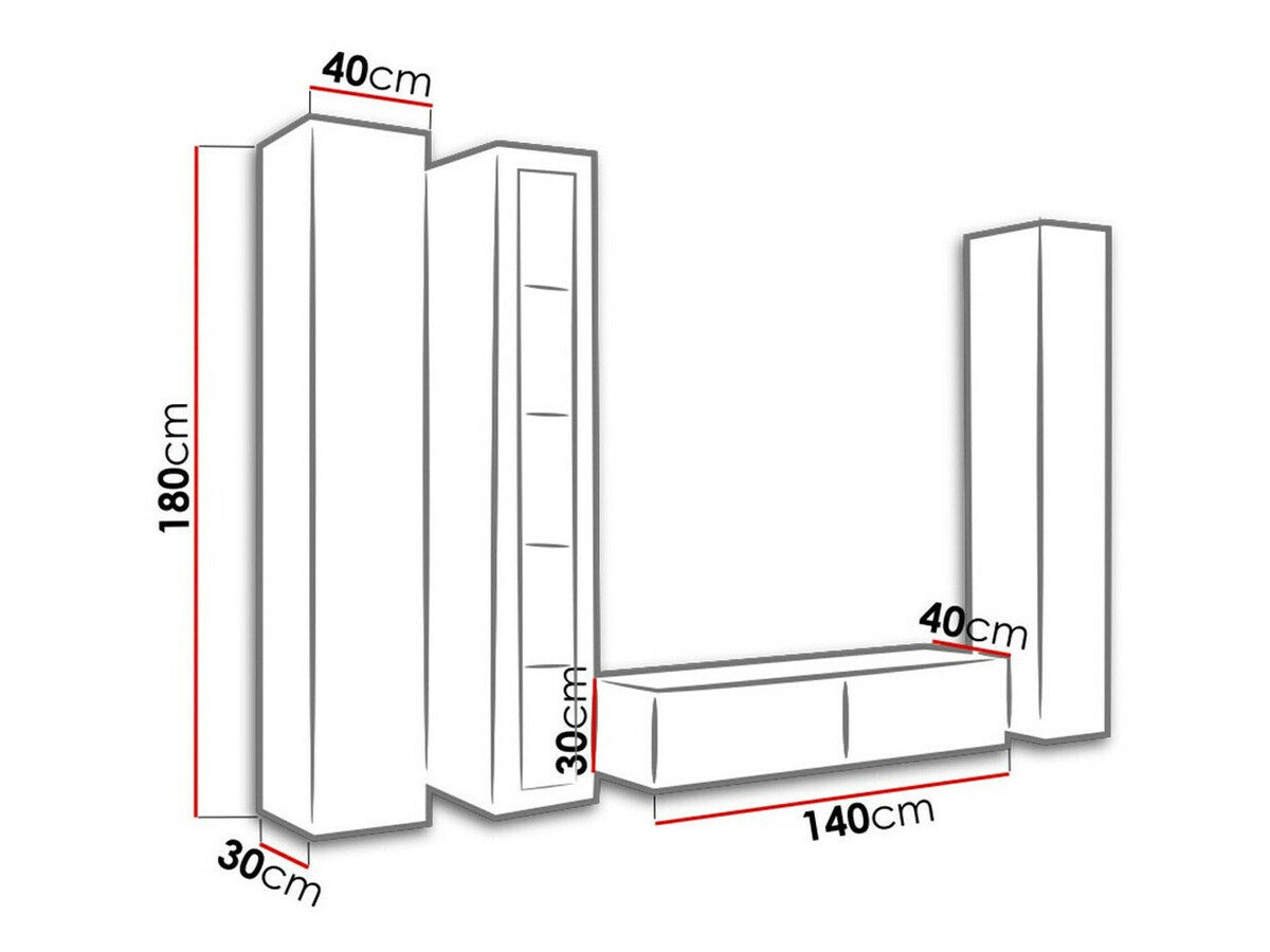 Set za dnevnu sobu Venenou 107 (Belo + Sjajno belo)