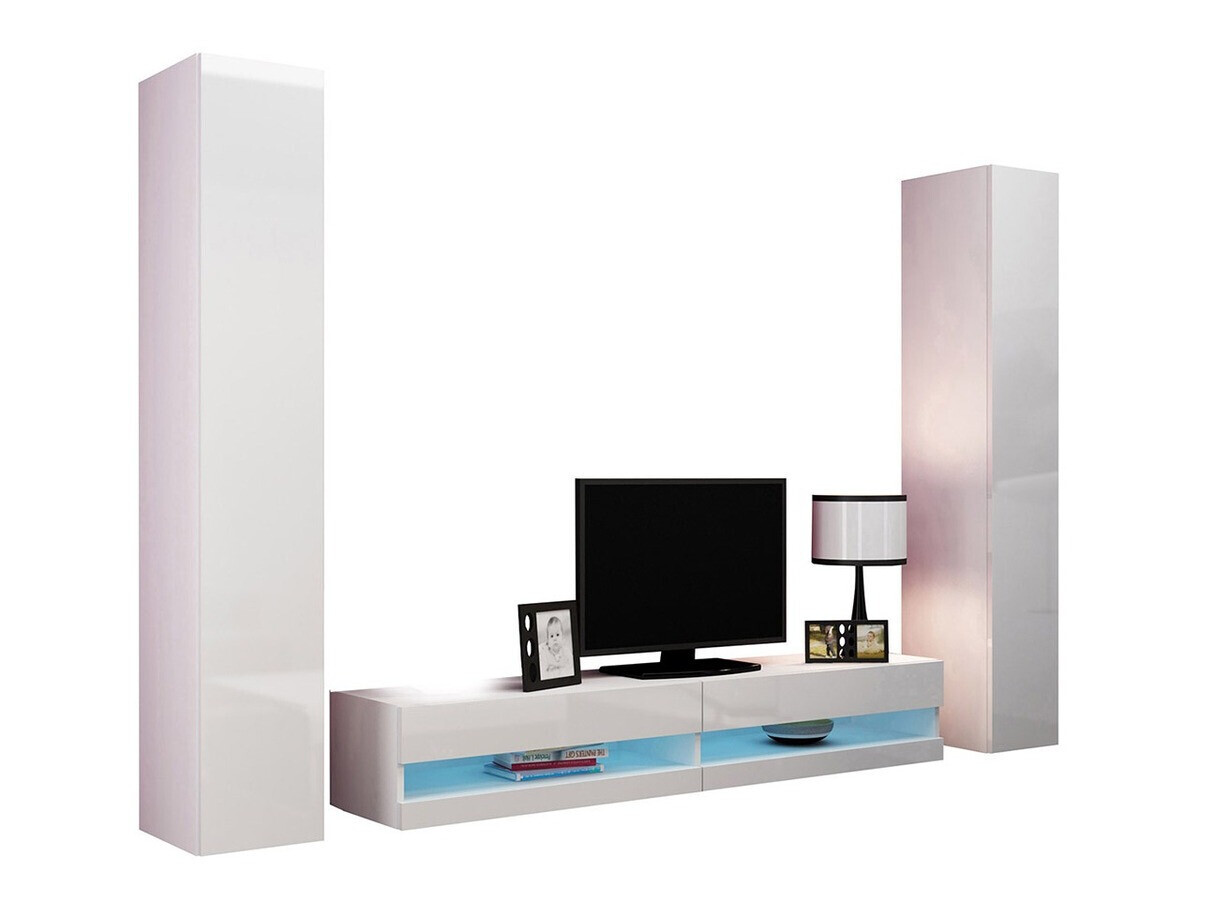 Set za dnevnu sobu Venenou 113 (Belo + Sjajno belo)