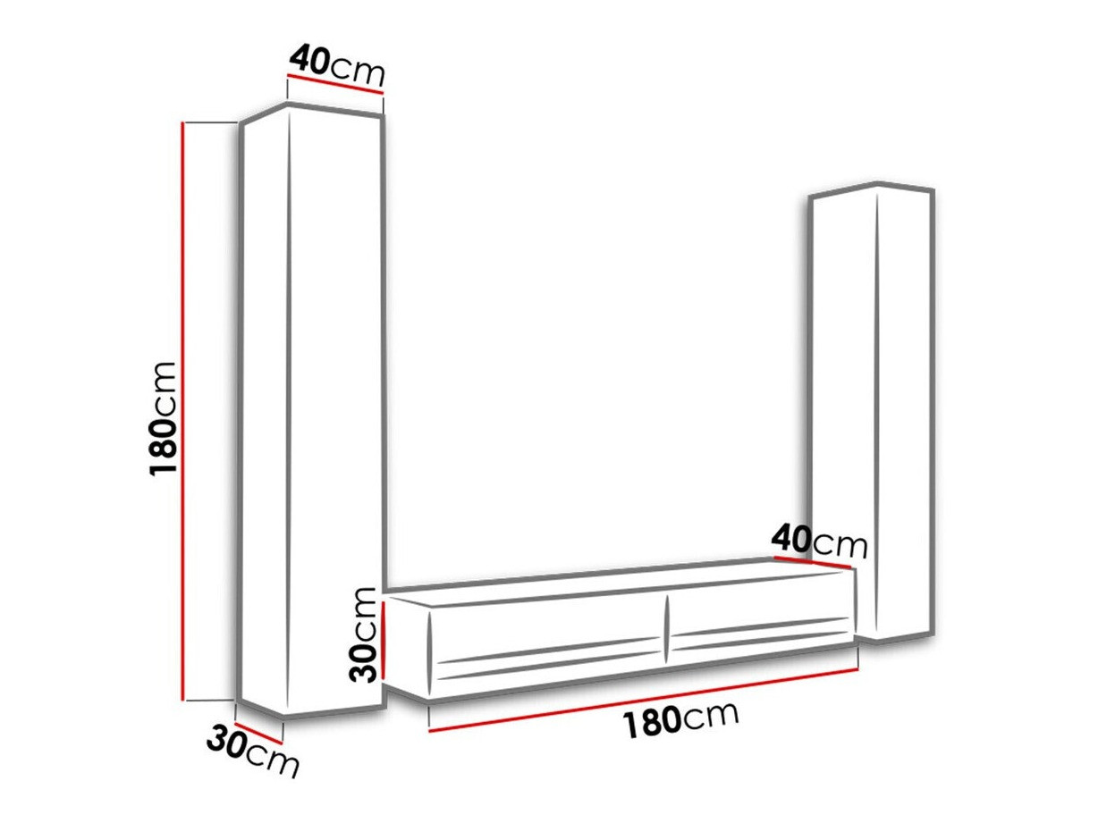 Set za dnevnu sobu Venenou 113 (Belo + Sjajno belo)