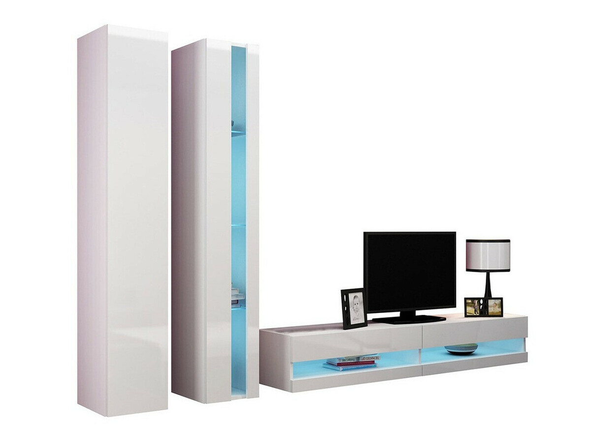 Set za dnevnu sobu Venenou 115 (Belo + Sjajno belo)