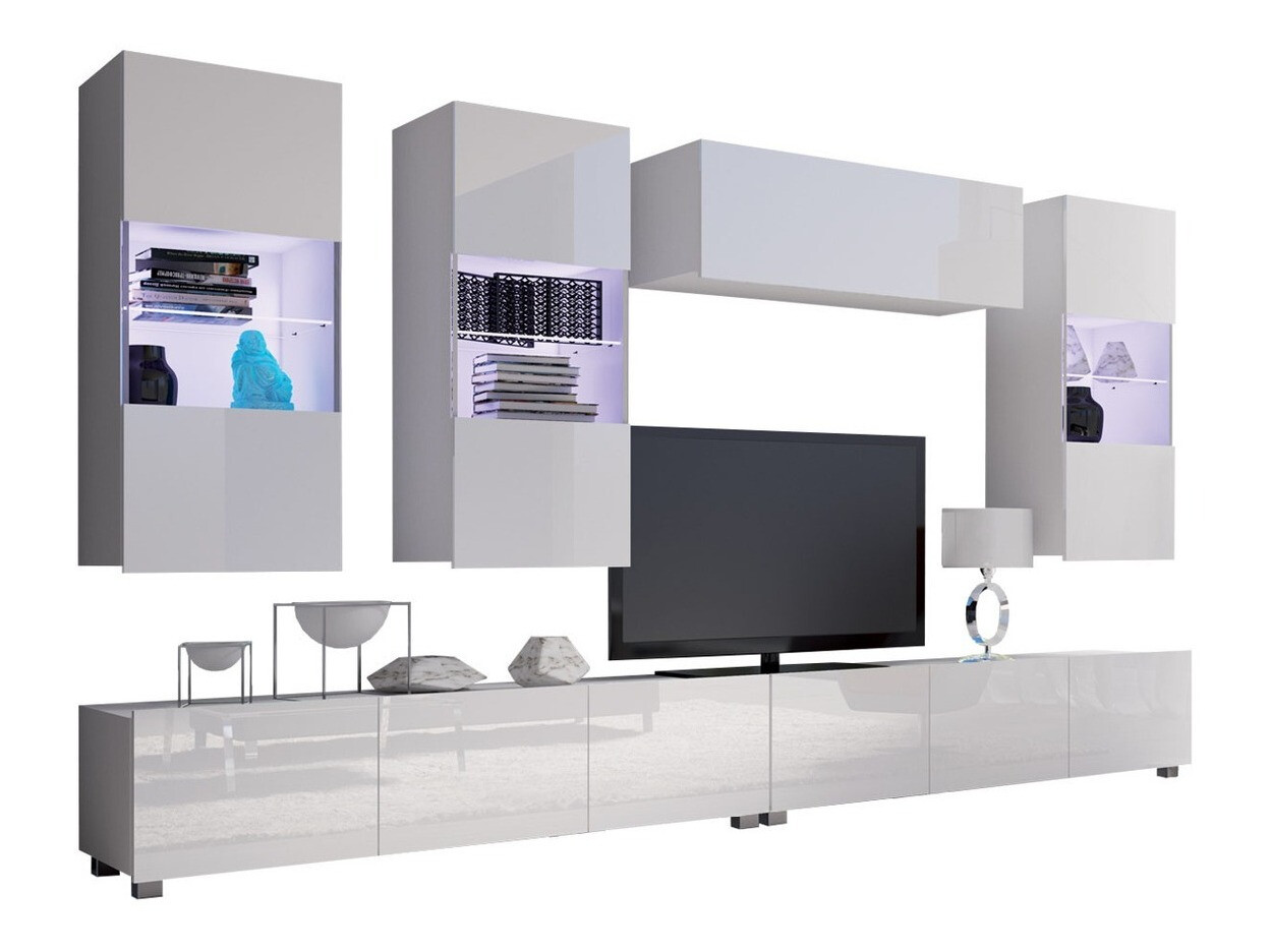 Set za dnevnu sobu Remus V (Belo + Sjajno belo)