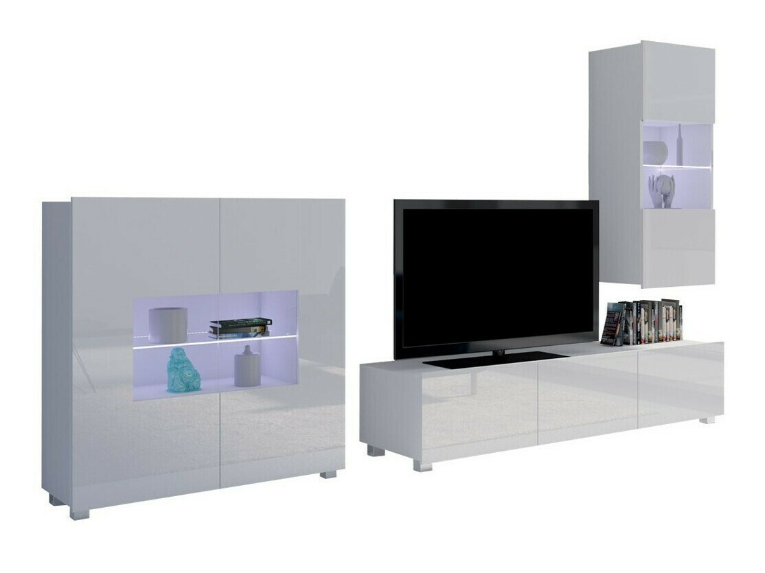 Set za dnevnu sobu Remus VII (Belo + Sjajno belo)