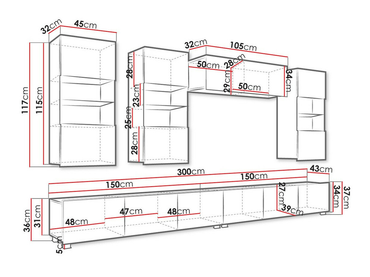 Set za dnevnu sobu Tivdalu 109 (Crno + Crna visoki sjaj)