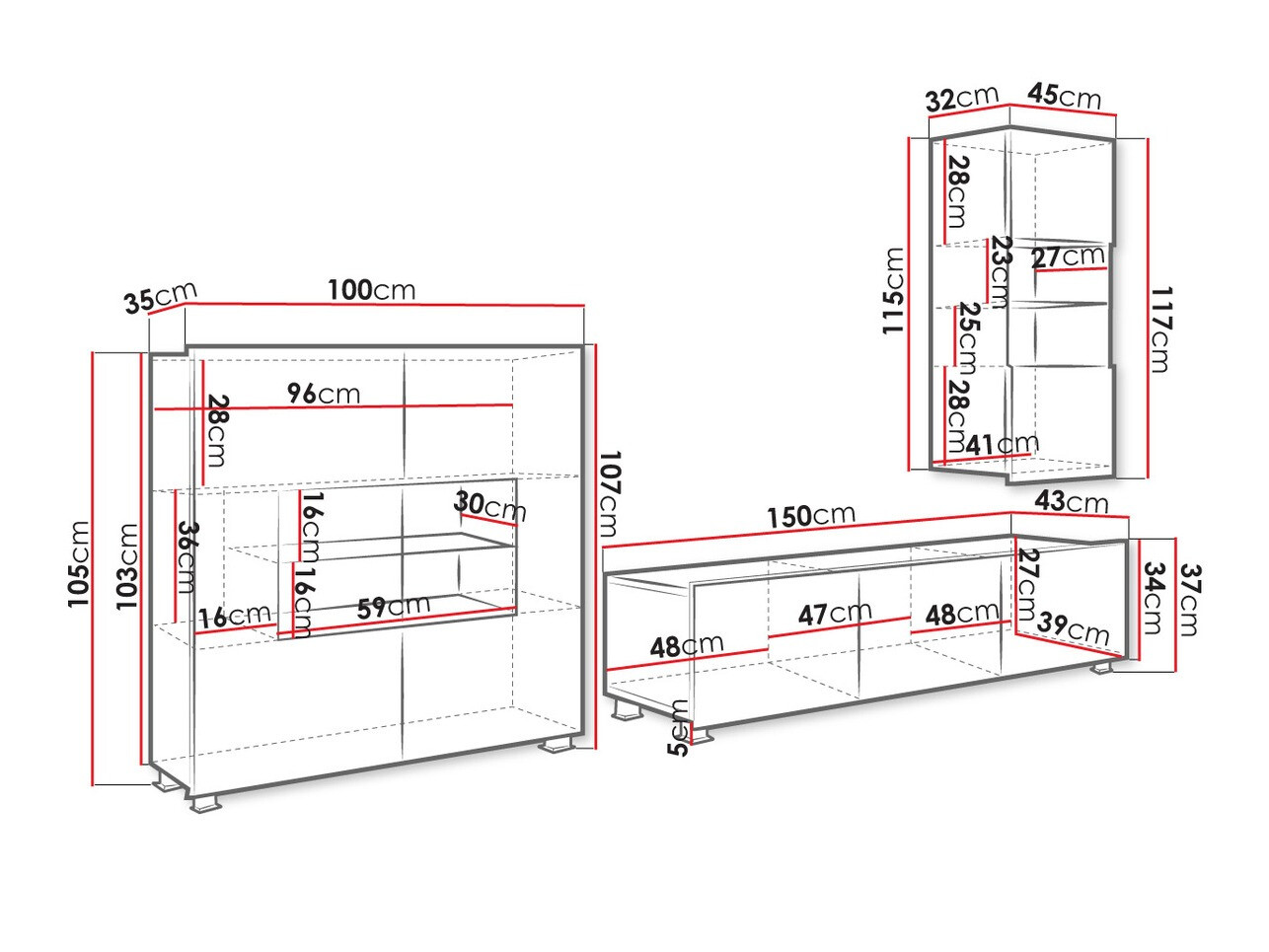 Set za dnevnu sobu Tivdalu 111 (Belo + Sjajno belo)