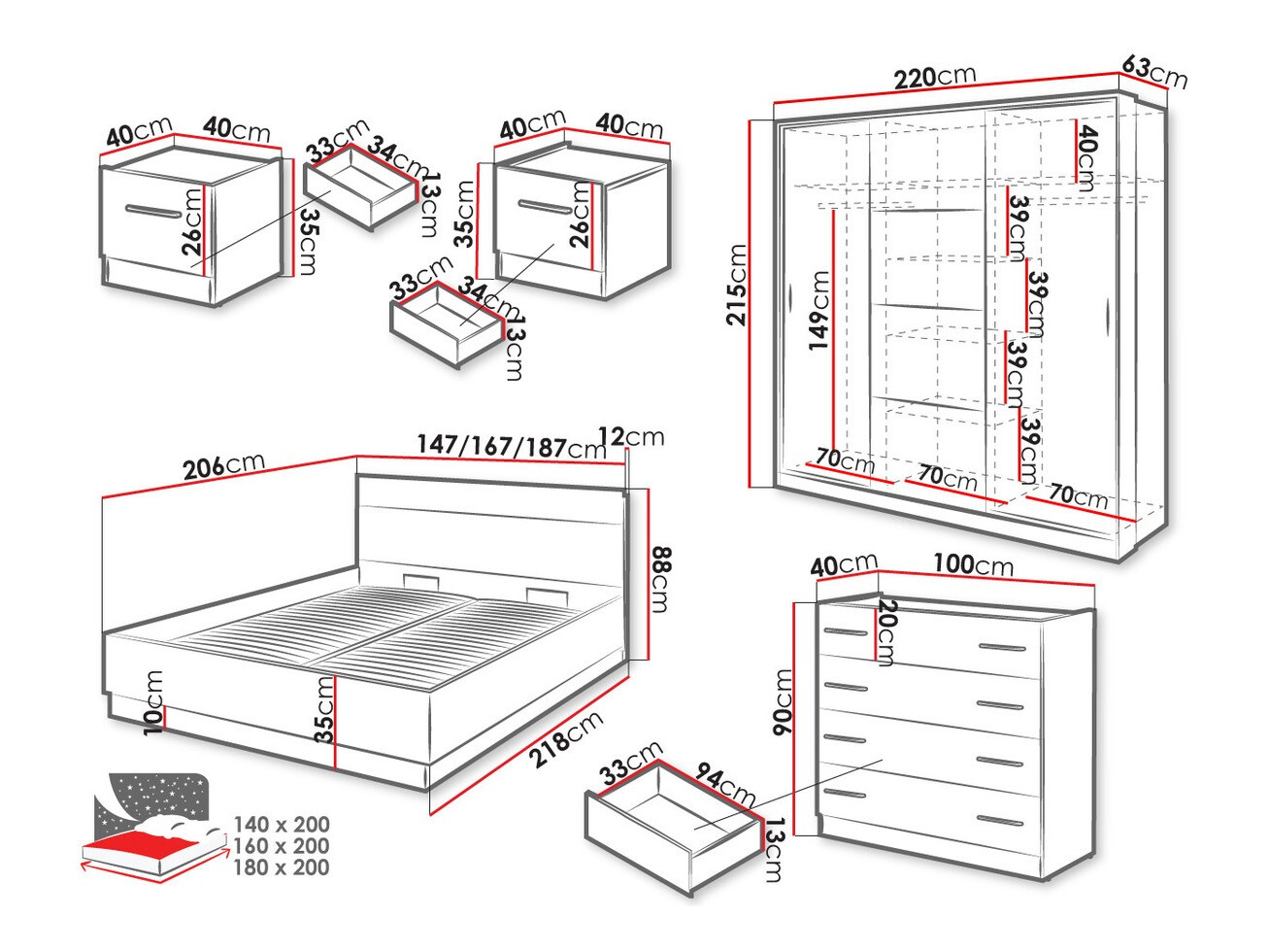 Set spavaća soba Livsori 110
