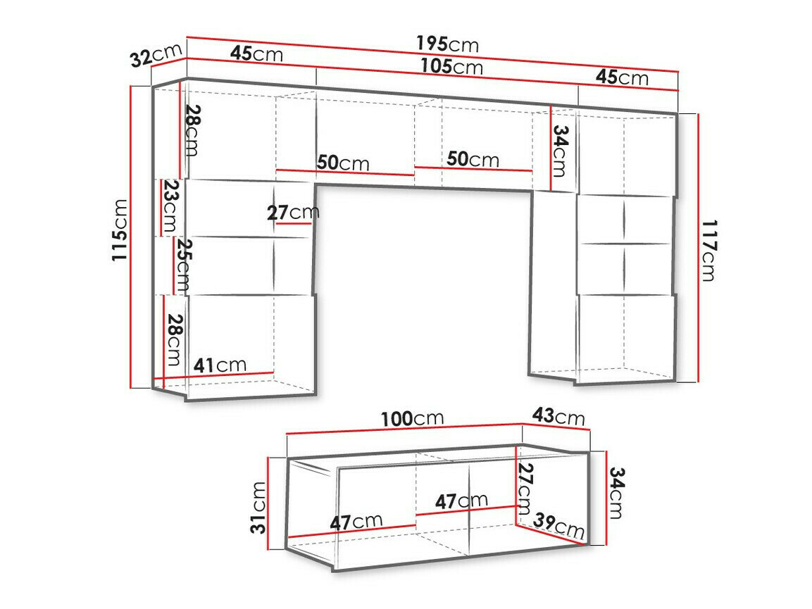 Set za dnevnu sobu Tivdalu 114 (Belo + Crno)