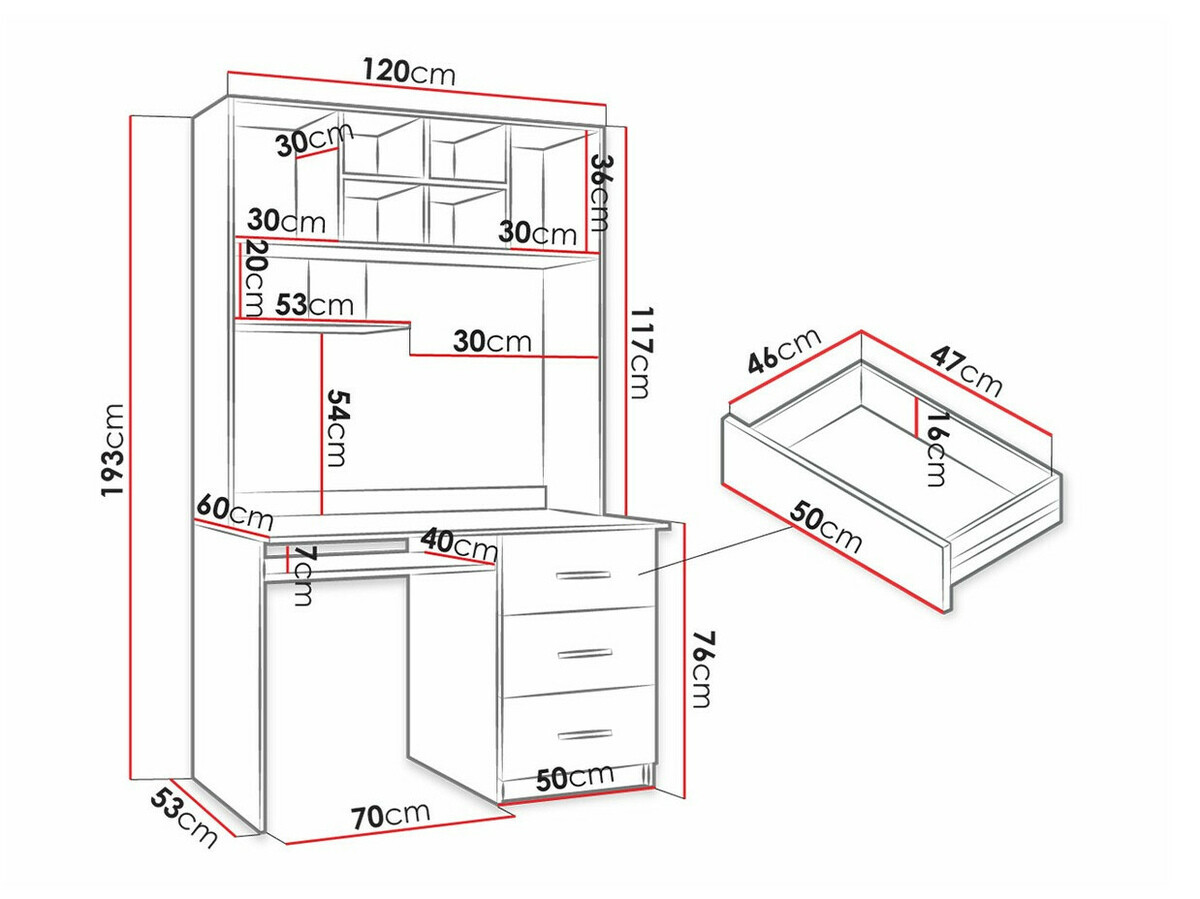 Kancelarijski sto Salmere 109 (Belo + Sjajno belo + Sjajna siva)