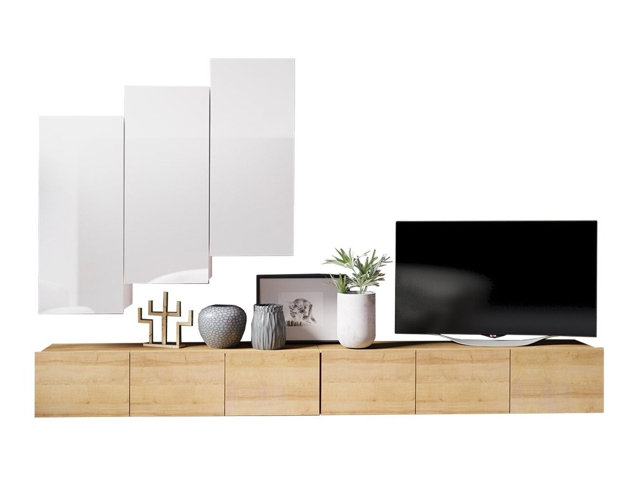 Set za dnevnu sobu Remus XX (Zlatni hrast + Belo)