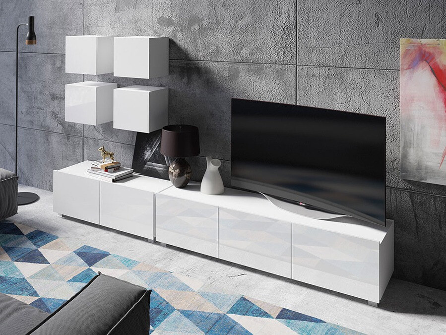 Set za dnevnu sobu Tivdalu 132 (Belo + Sjajno belo)