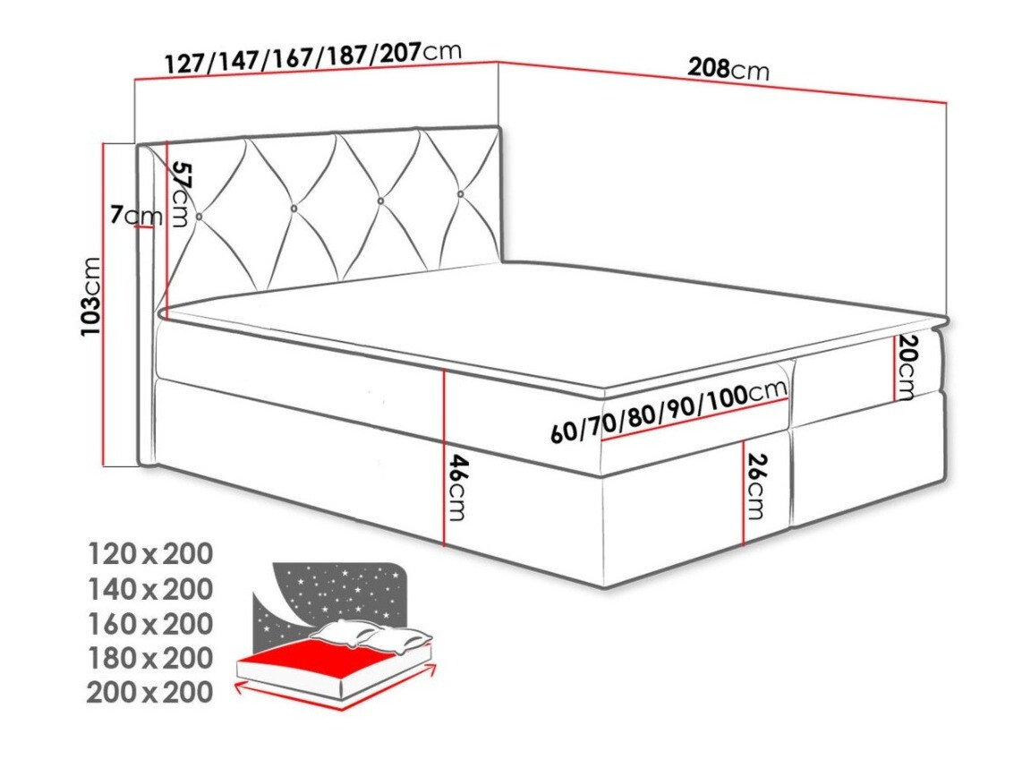 Boxspring krevet Litus (Mono 235)