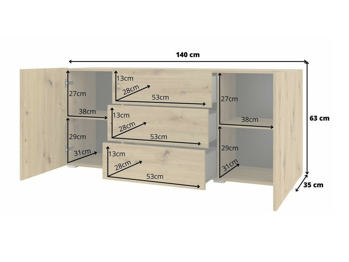 Komoda Revmiru 103 (Crno + Вотан храст)