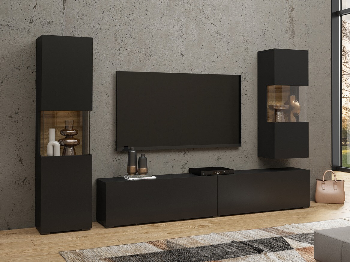 TV komoda Revmiru 104 (Crno + Hrast Votan)