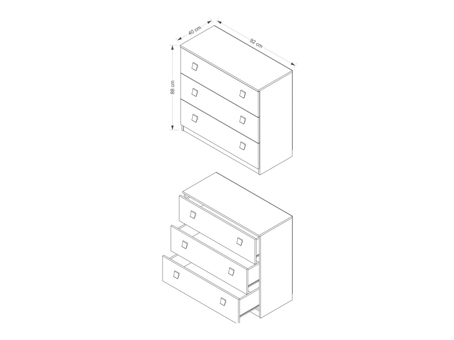 Komoda Murrieta 109 (Belo + Sjajno crna)