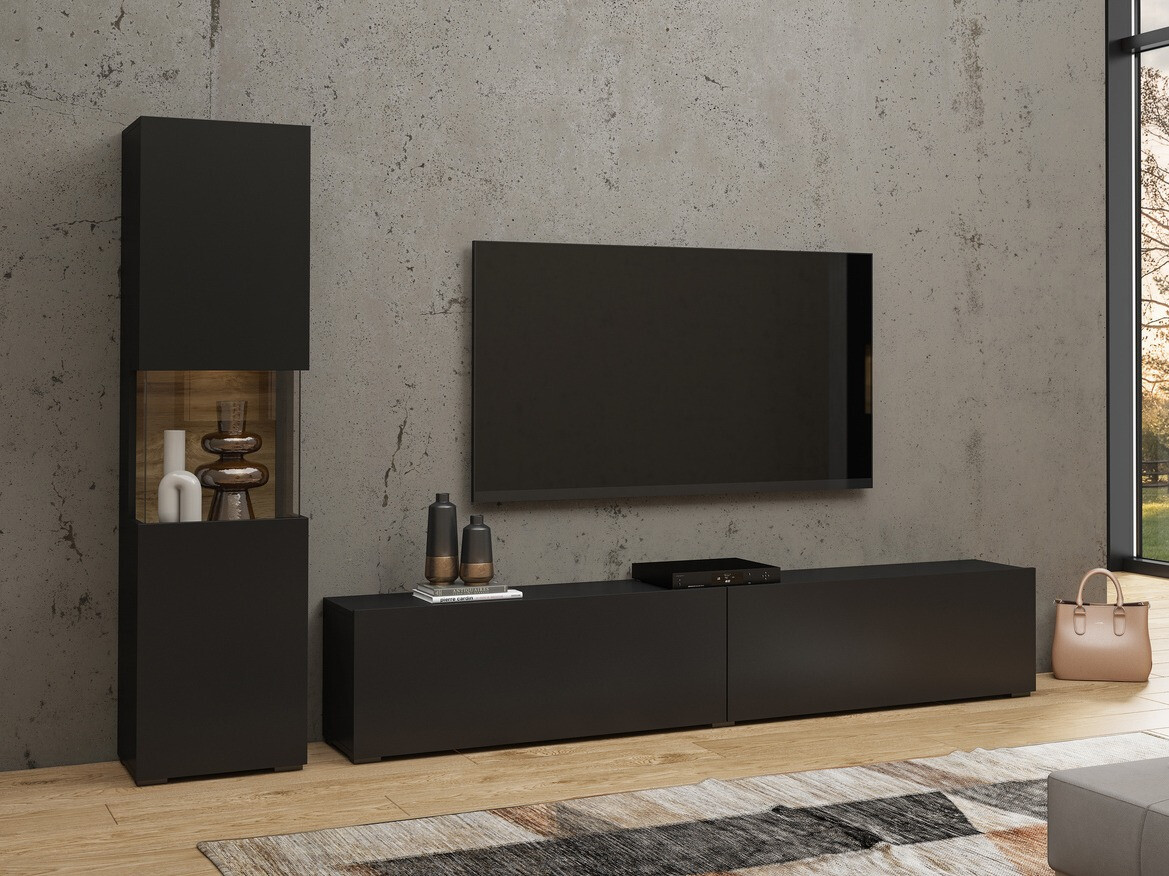 Set za dnevnu sobu Revmiru 105 (Crno + Вотан храст)