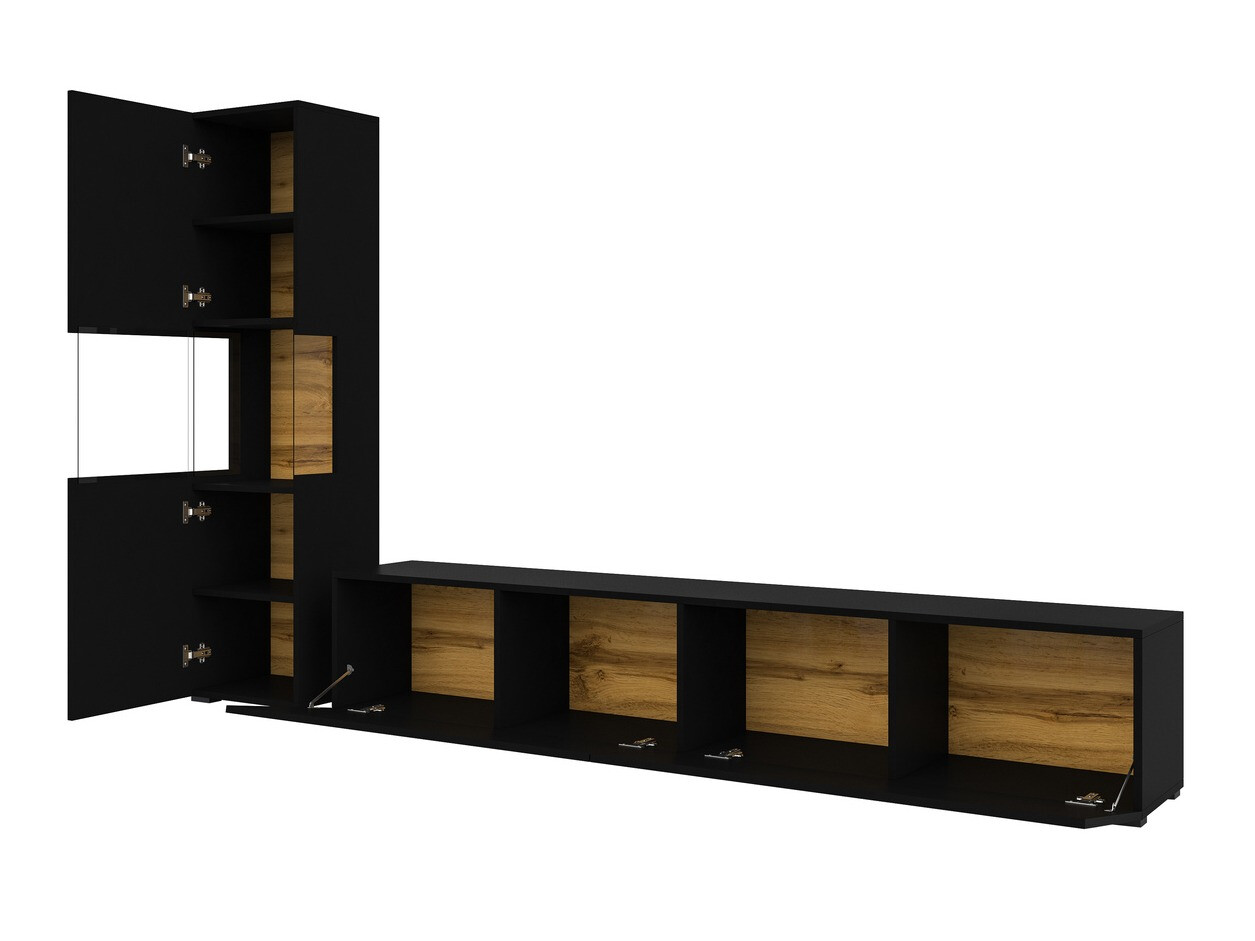 Set za dnevnu sobu Revmiru 105 (Crno + Вотан храст)