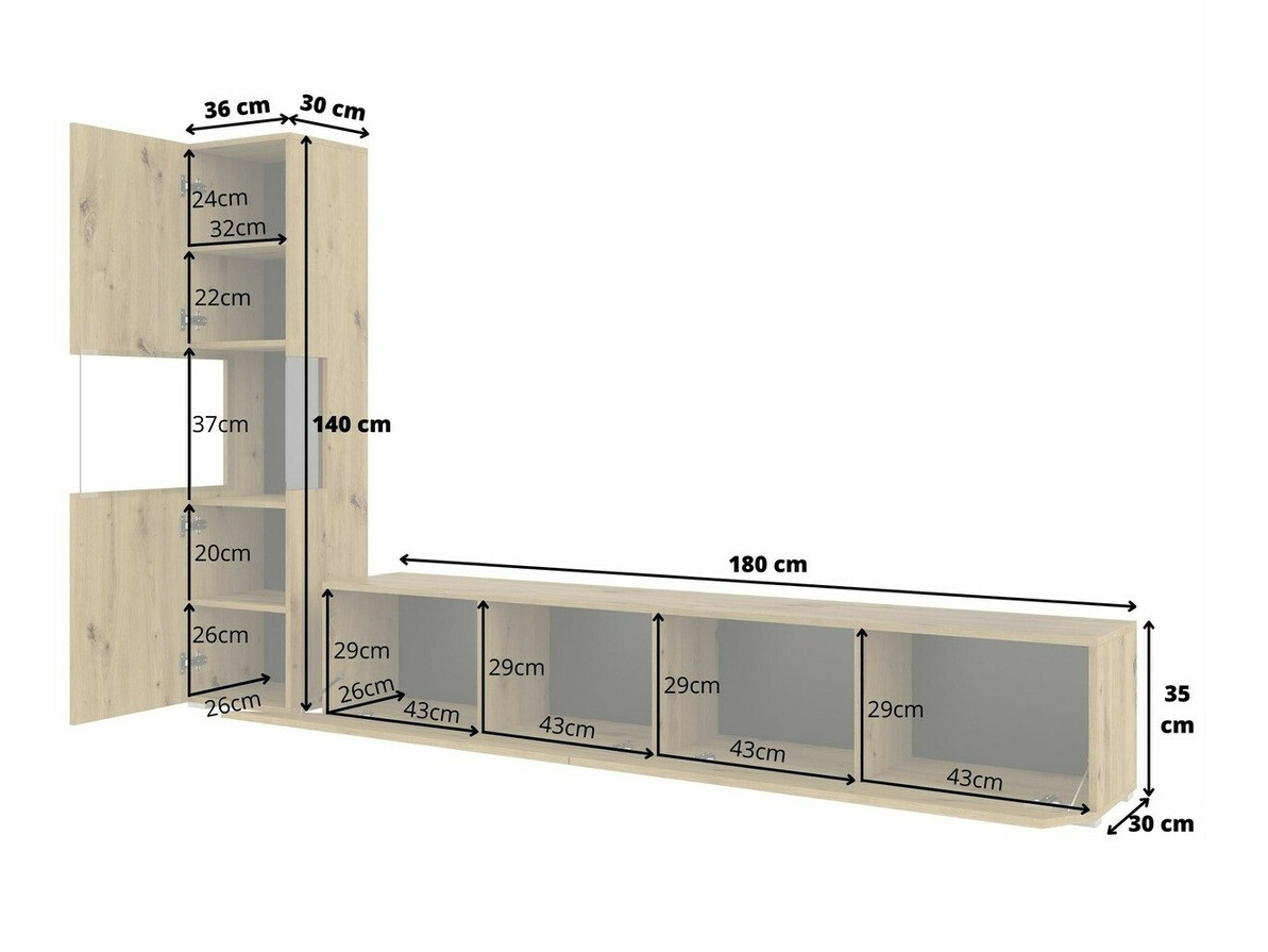 Set za dnevnu sobu Revmiru 105 (Crno + Вотан храст)