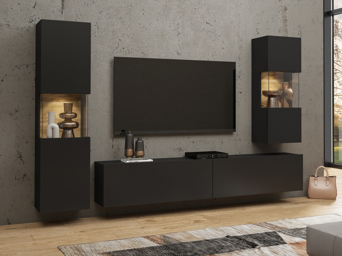 Set za dnevnu sobu Revmiru 106 (Crno + Вотан храст)