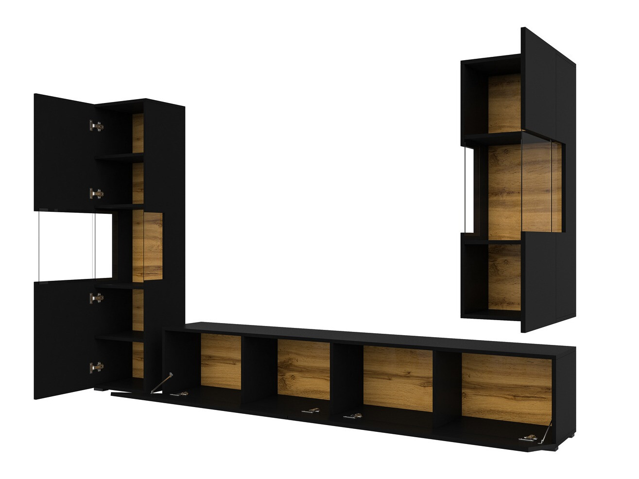 Set za dnevnu sobu Revmiru 106 (Crno + Вотан храст)