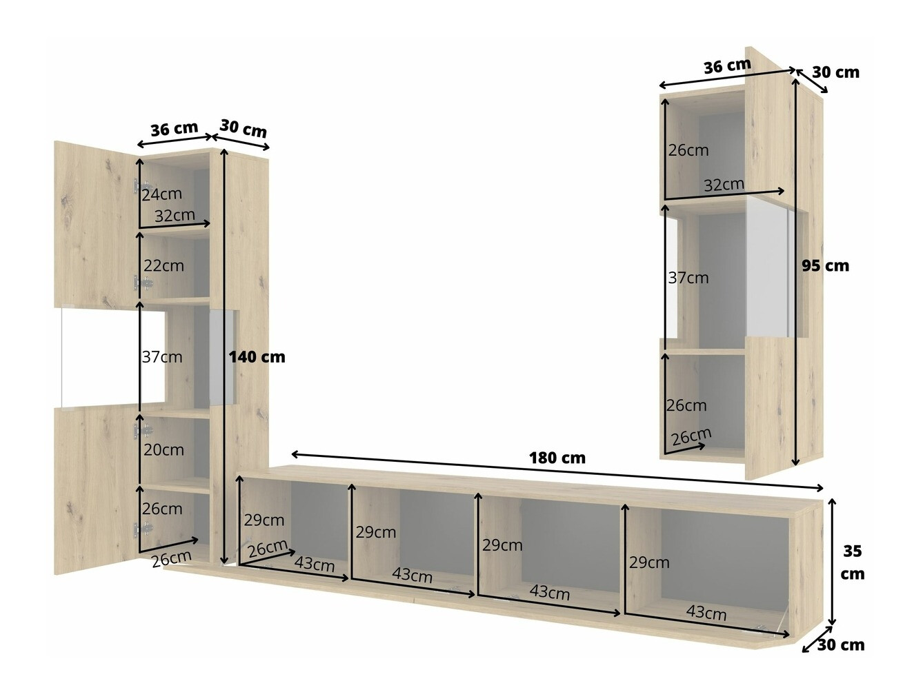 Set za dnevnu sobu Revmiru 106 (Crno + Вотан храст)