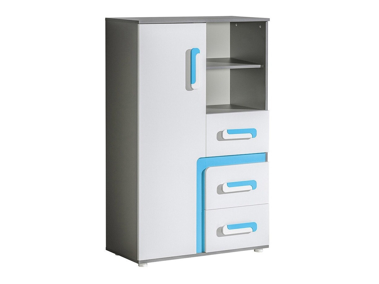 Komoda Levtala 106 (Antracit + Belo + Tirkizna)