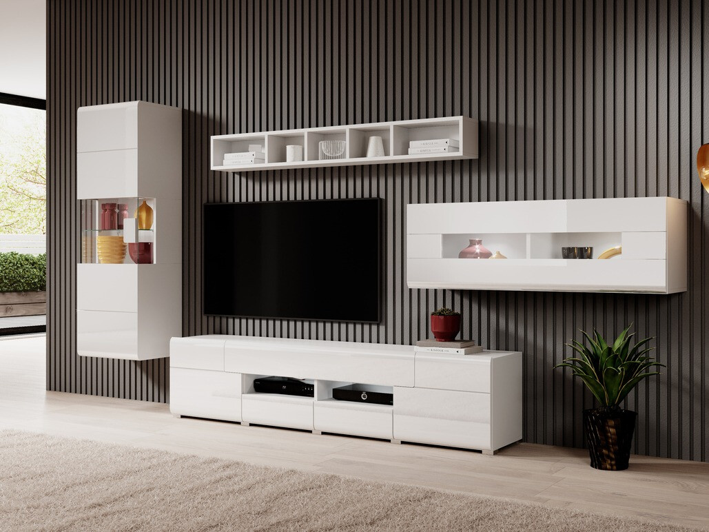 Zidna polica Torsone 109 (Belo + Sjajno belo)