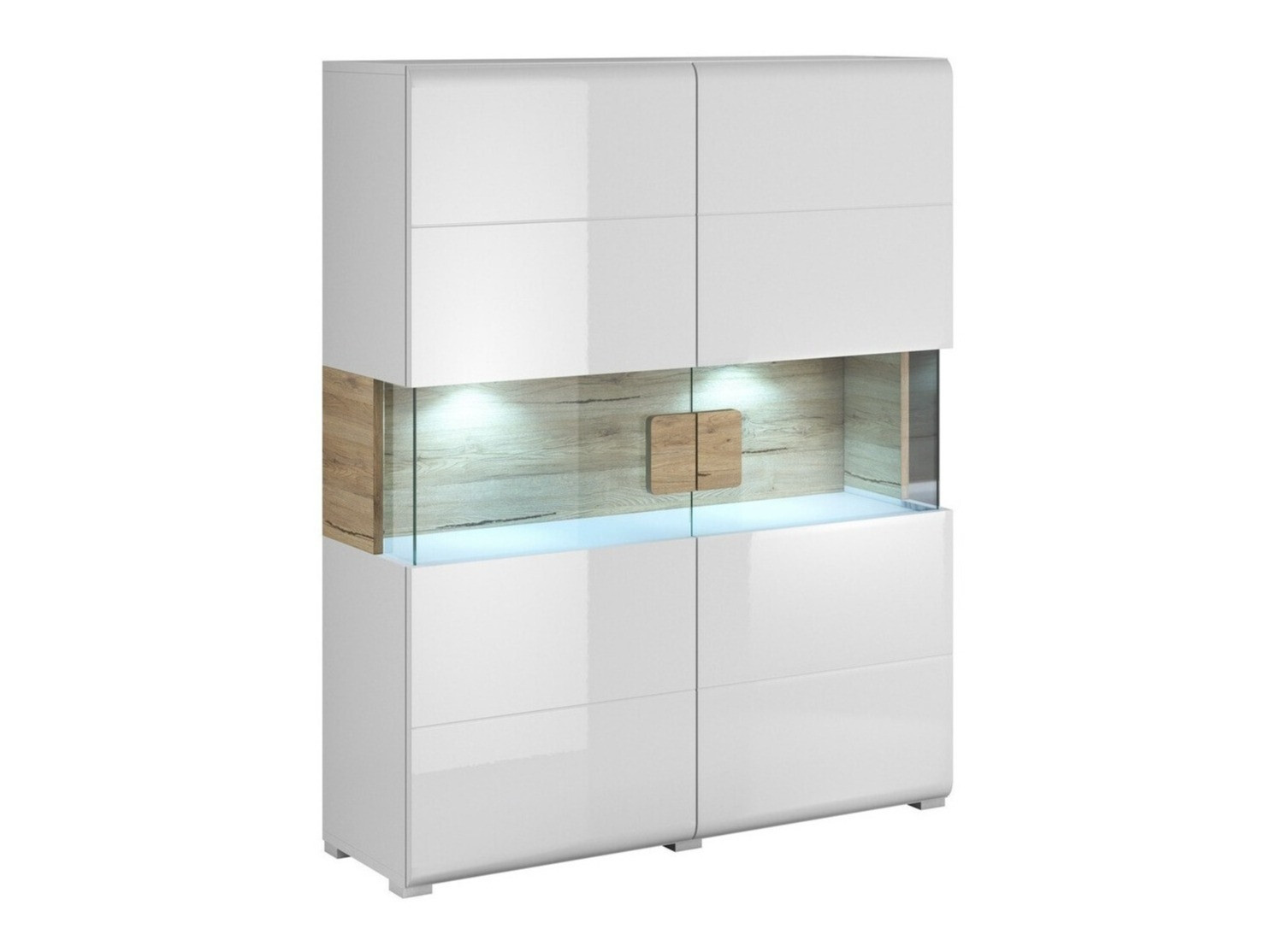 Polica Torsone 107 (Belo + Sjajno belo + Hrast San Remo)