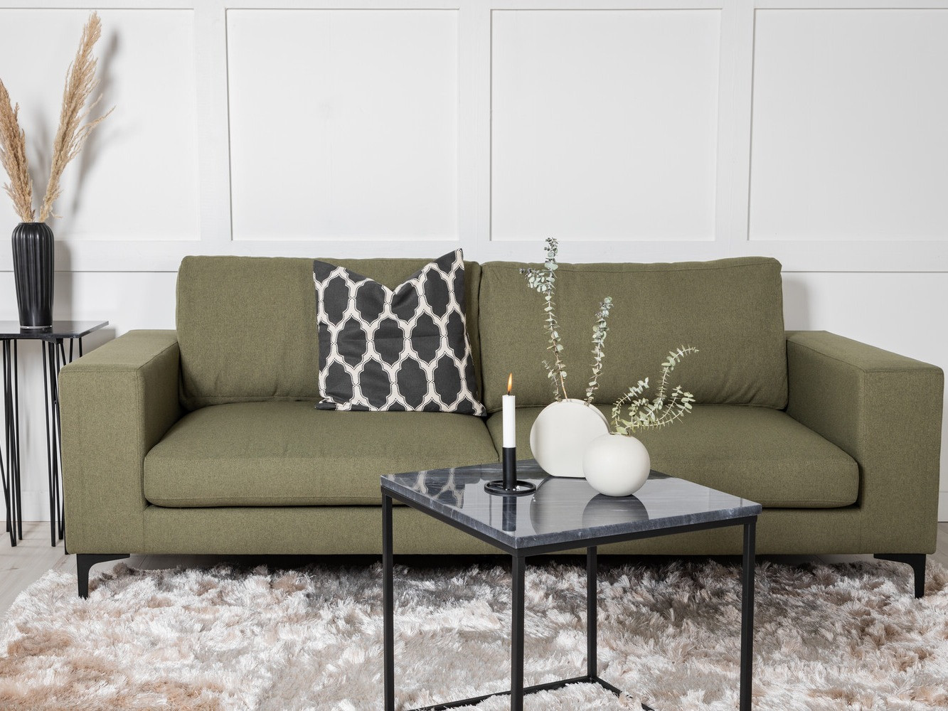 Sofa Dallas 2910 (Prašnjavo zelena + Crno)