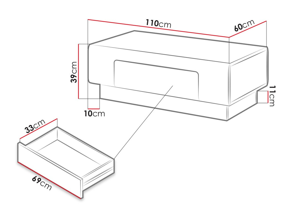 Stočić za kafu Torsone 111 (Belo + Sjajno belo + Hrast San Remo)