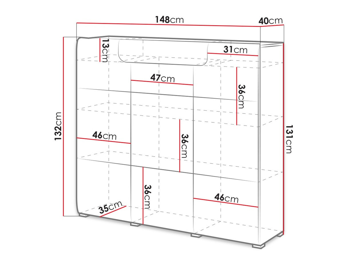 Komoda Torsone 112 (Belo + Sjajno belo + Hrast San Remo)