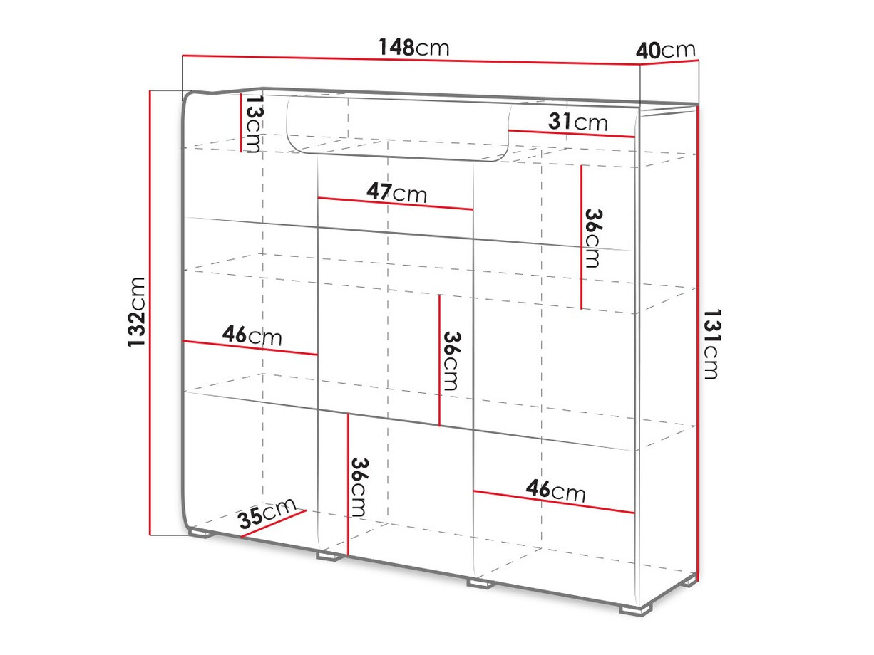 Komoda Torsone 112 (Belo + Sjajno belo)