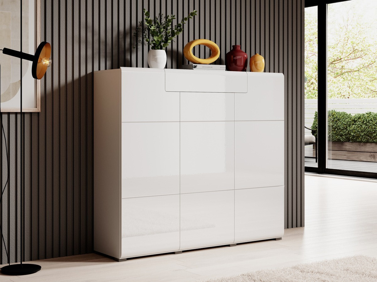 Komoda Torsone 112 (Belo + Sjajno belo)
