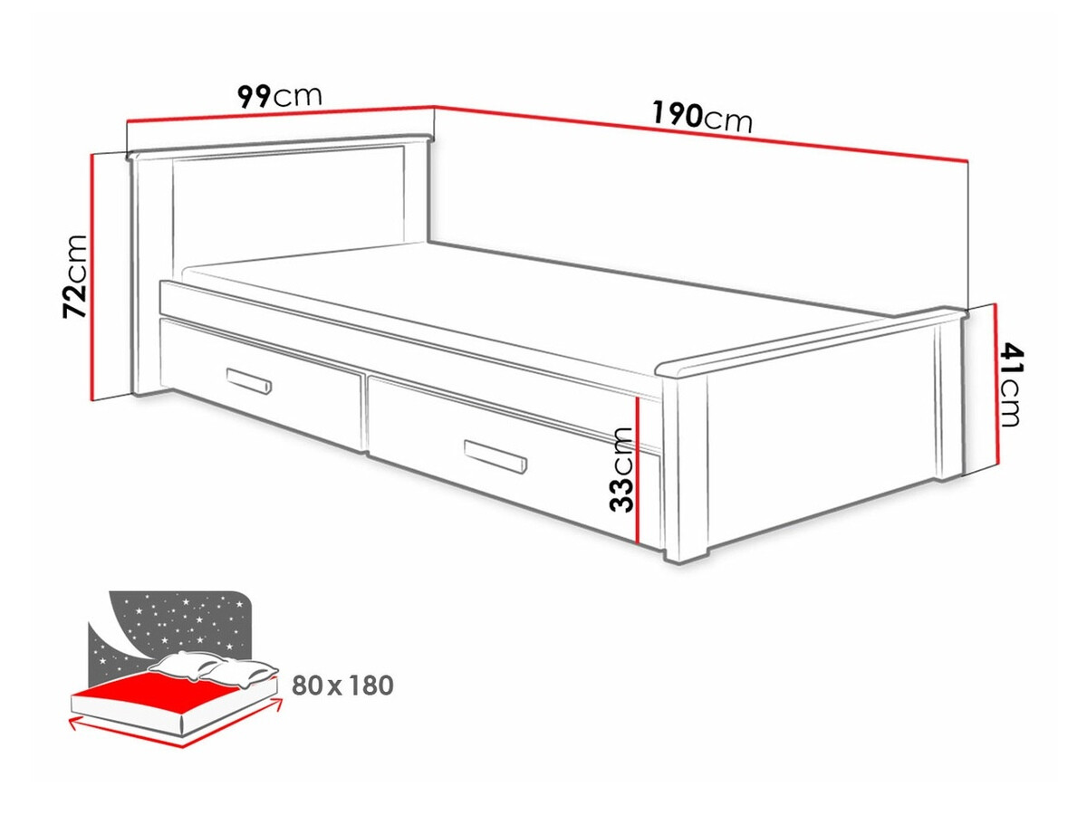 Krevet Henderson 115 (Belo + Sivo)