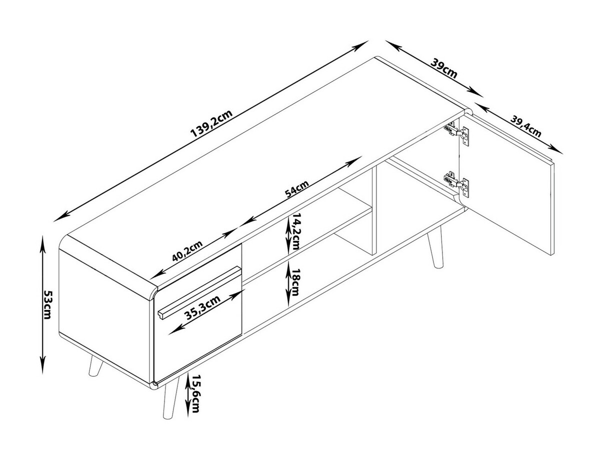 TV komoda Denton 359 (Sivo + Crno)