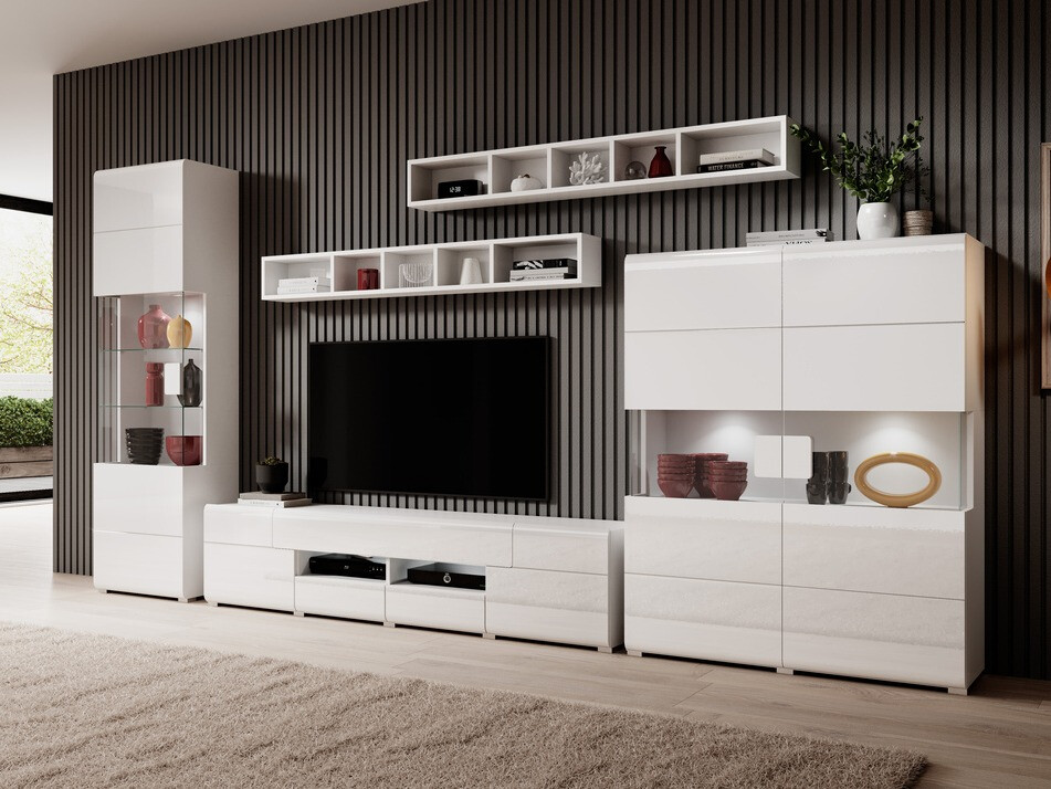 TV komoda Torsone 113 (Belo + Sjajno belo)