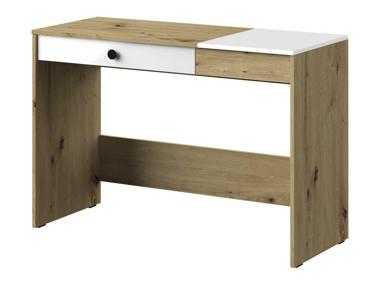Kancelarijski sto Mirelbu 109 (Artisan hrast + Sjajno belo + Crno)