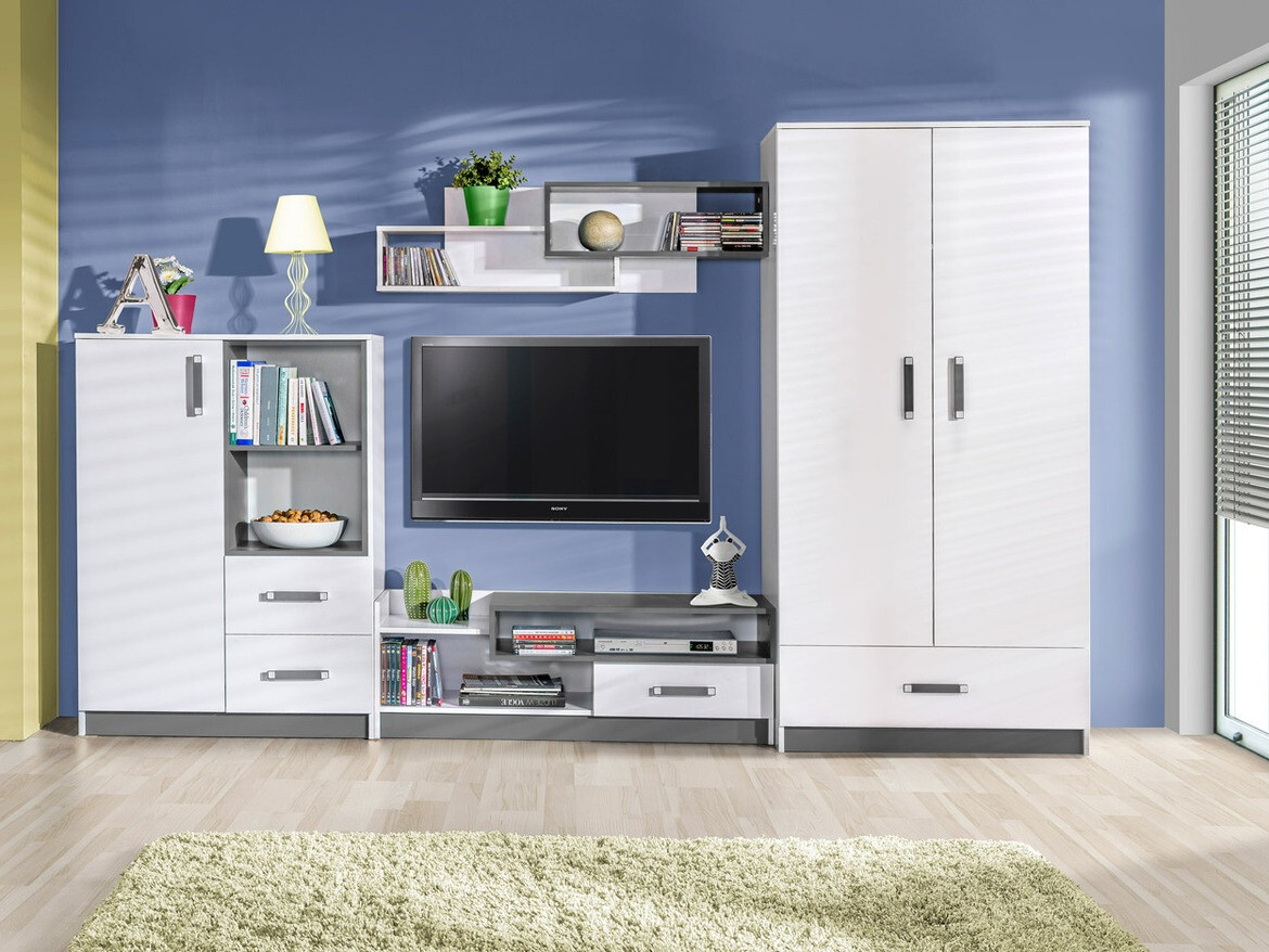 Set za dnevnu sobu Lorlare 101 (Belo + Sivo)