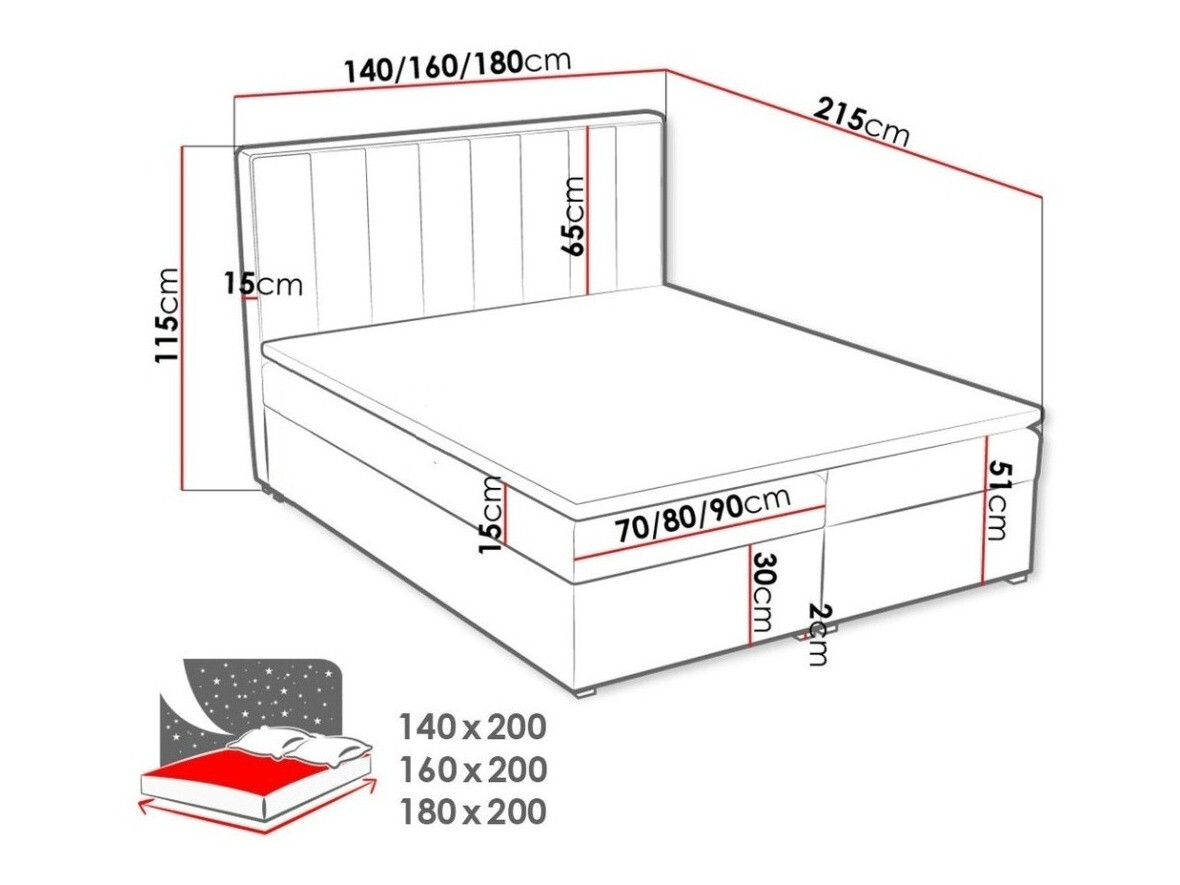 Boxspring krevet Pomona 117 (Kronos 09)