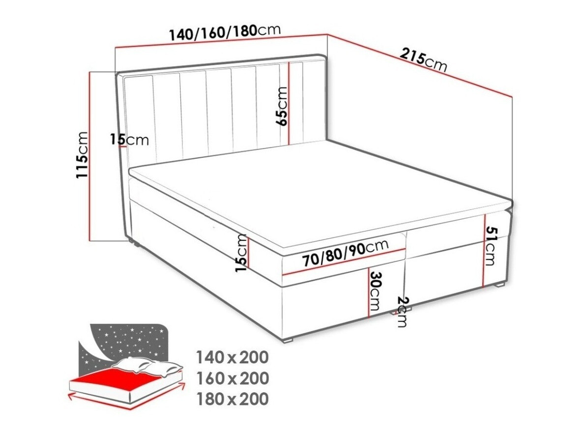 Boxspring krevet Pomona 117 (Kronos 35)