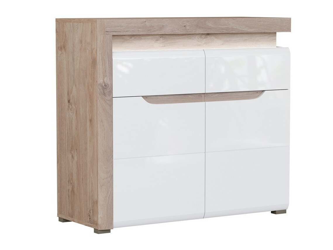 Komoda Revelmi 102 (Hrast + Sjajno belo)