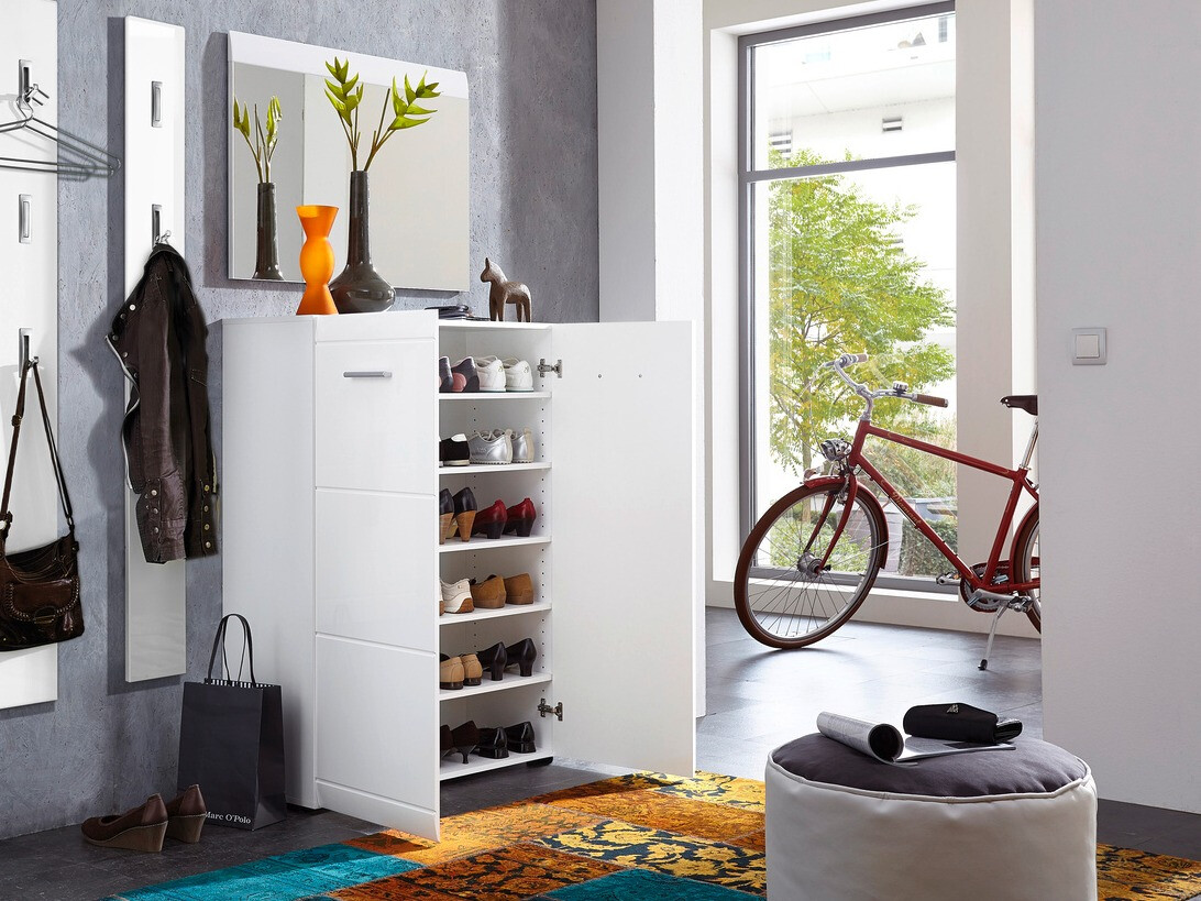 Polica za obuću Livromu 102 (Sjajno belo)