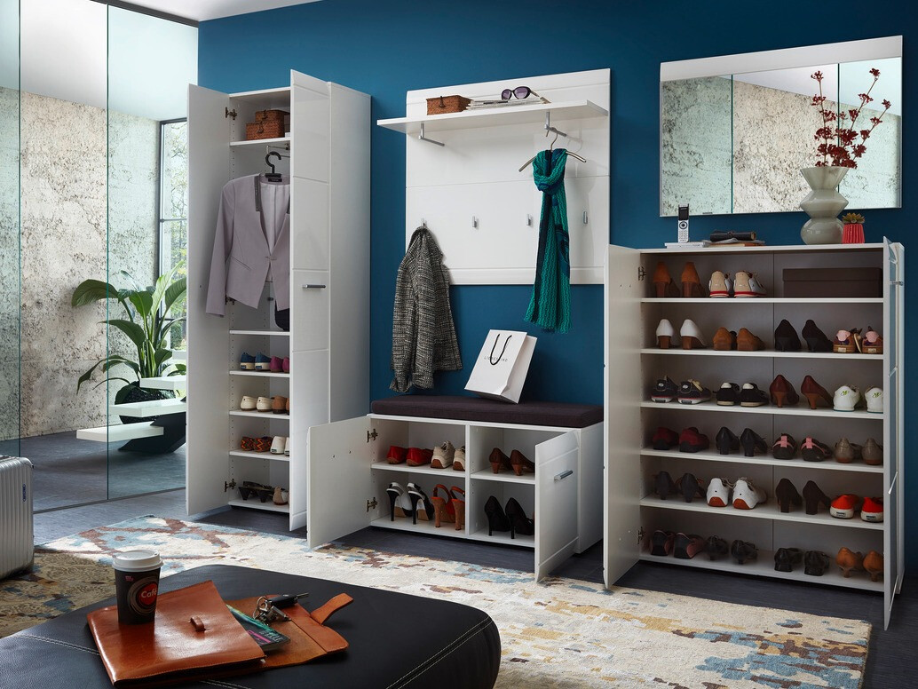 Polica za obuću Livromu 102 (Sjajno belo)