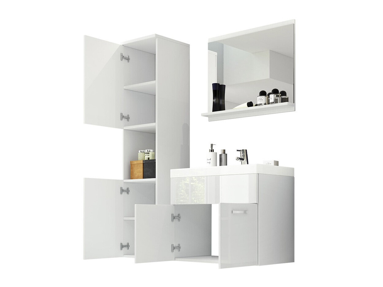 Set za kupatilo Sarasota 122 (Belo + Sjajna siva)